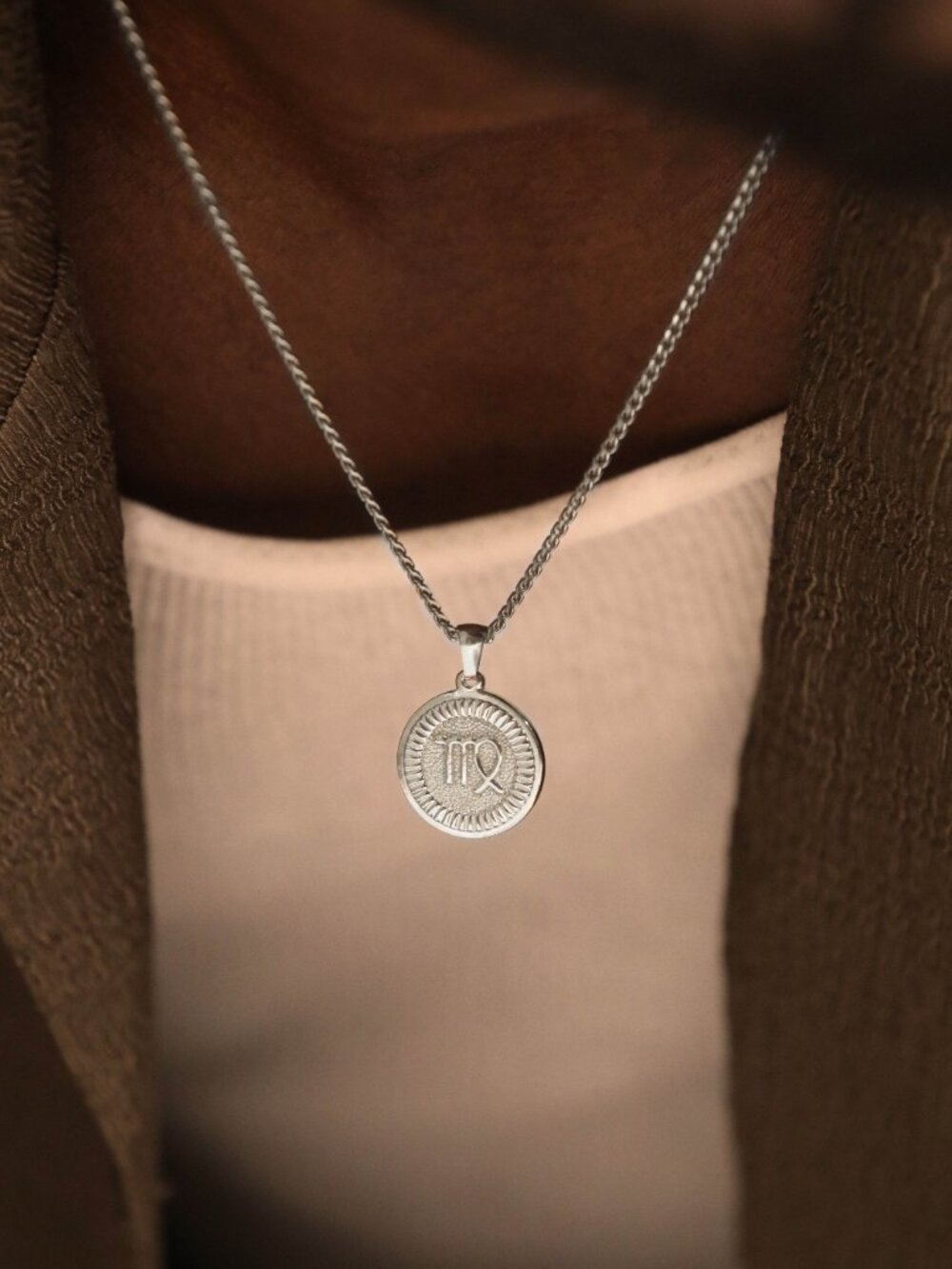 Men's Silver Virgo Pendant Necklace
